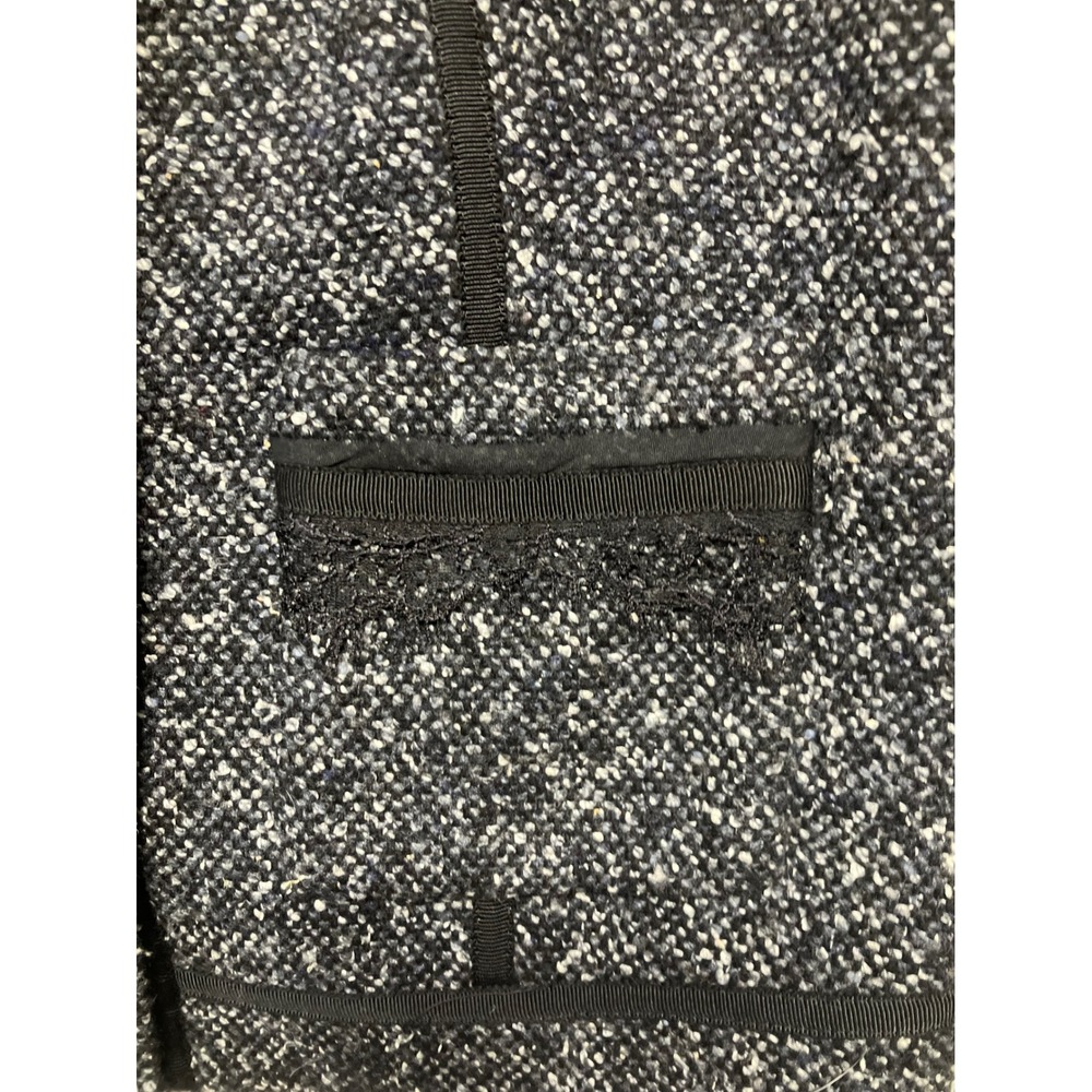 REBECCA TAYLOR Tweed Collarless Jacket Black Tweed Blazer Lace Trim Women's SZ 4 - Picture 7 of 16